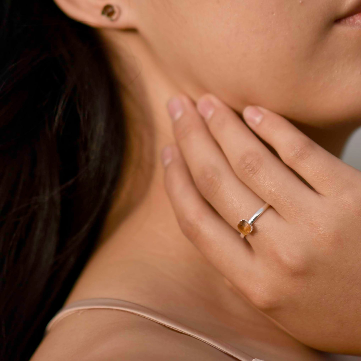 Silver ring with Rough Citrine