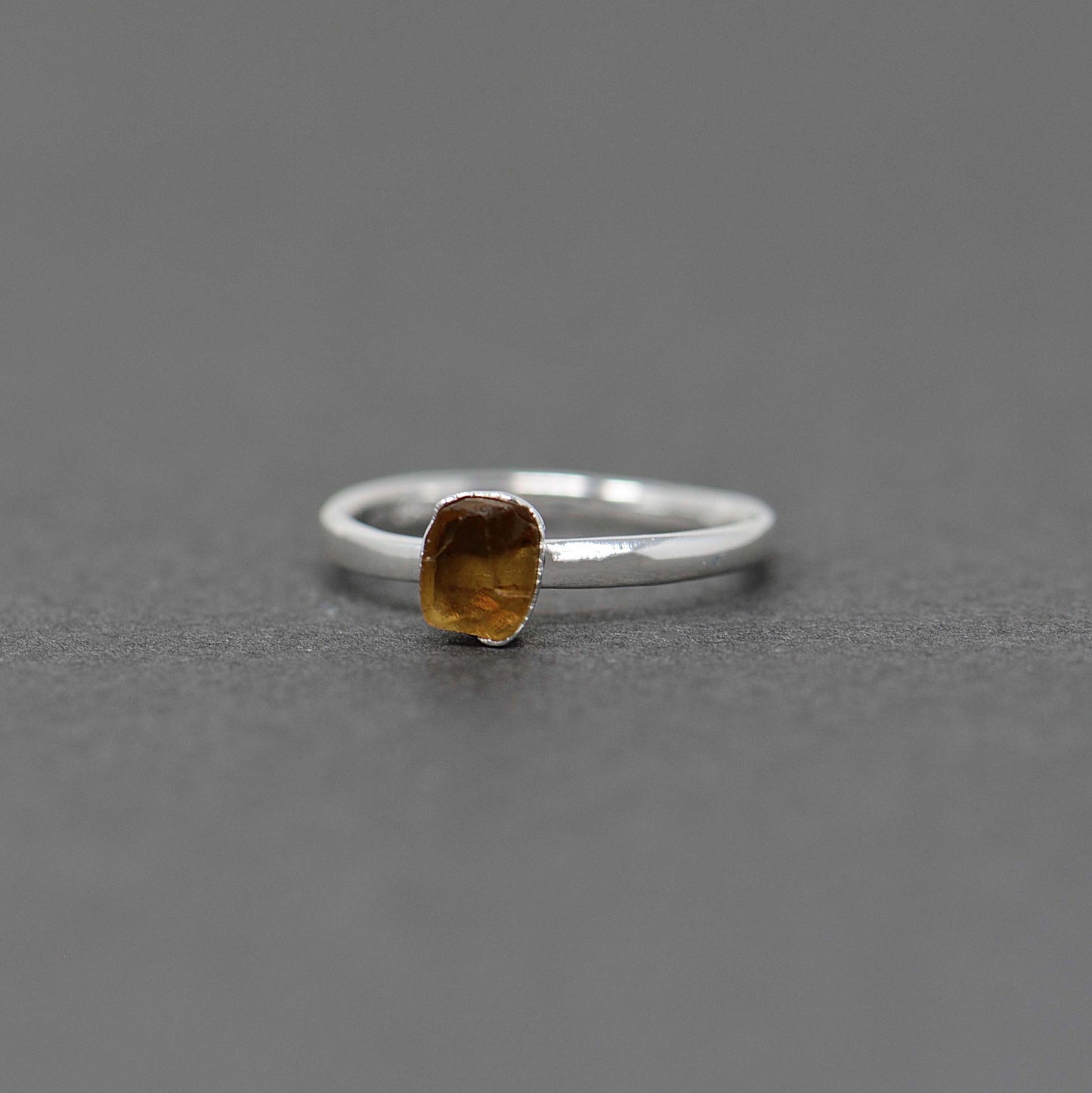 Silver ring with Rough Citrine