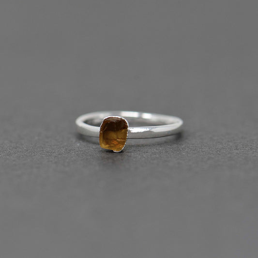 Silver ring with Rough Citrine